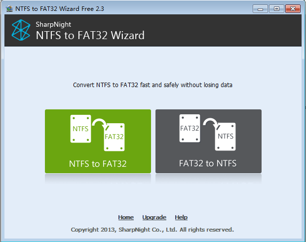 NTFS to FAT32 Wizard Screenshot